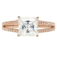 thumbnail image 5 of 2.43 ct Princess Cut Genuine Cultured Diamond VS1-VS2 I-J 18K Rose Gold Promise Wedding Statement Engagement Designer Ring W/ Crystal side stones size 3.5, 5 of 7