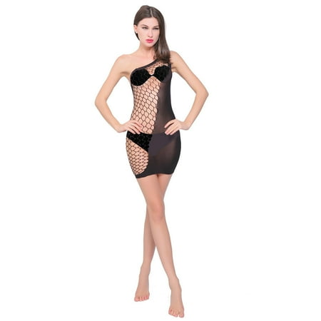 Generic Hot Women s Sexy Open See-through Fishnet Stockings Sexy Lingerie Uniform Temptation Grid Sexy Pajamas Sexy Lingerie