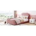 thumbnail image 5 of Twin Daybed In Charming Pink With Classic Stripe Headboard - Wood Structure Bewitching Materials, Bedroom Delight, 5 of 6