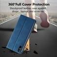 thumbnail image 6 of Premium PU Leather Flip Folio Case for Xiao Redmi 9A/9AT/9i, Magnetic Closure Protective Case Kickstand Card Cash Slot Shockproof Durable Wallet Cover Soft TPU Inner Phone Case - Blue, 6 of 8