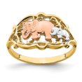 thumbnail image 1 of 14k Two-Tone Gold w/ White RH Two Elephants Ring, 1 of 1