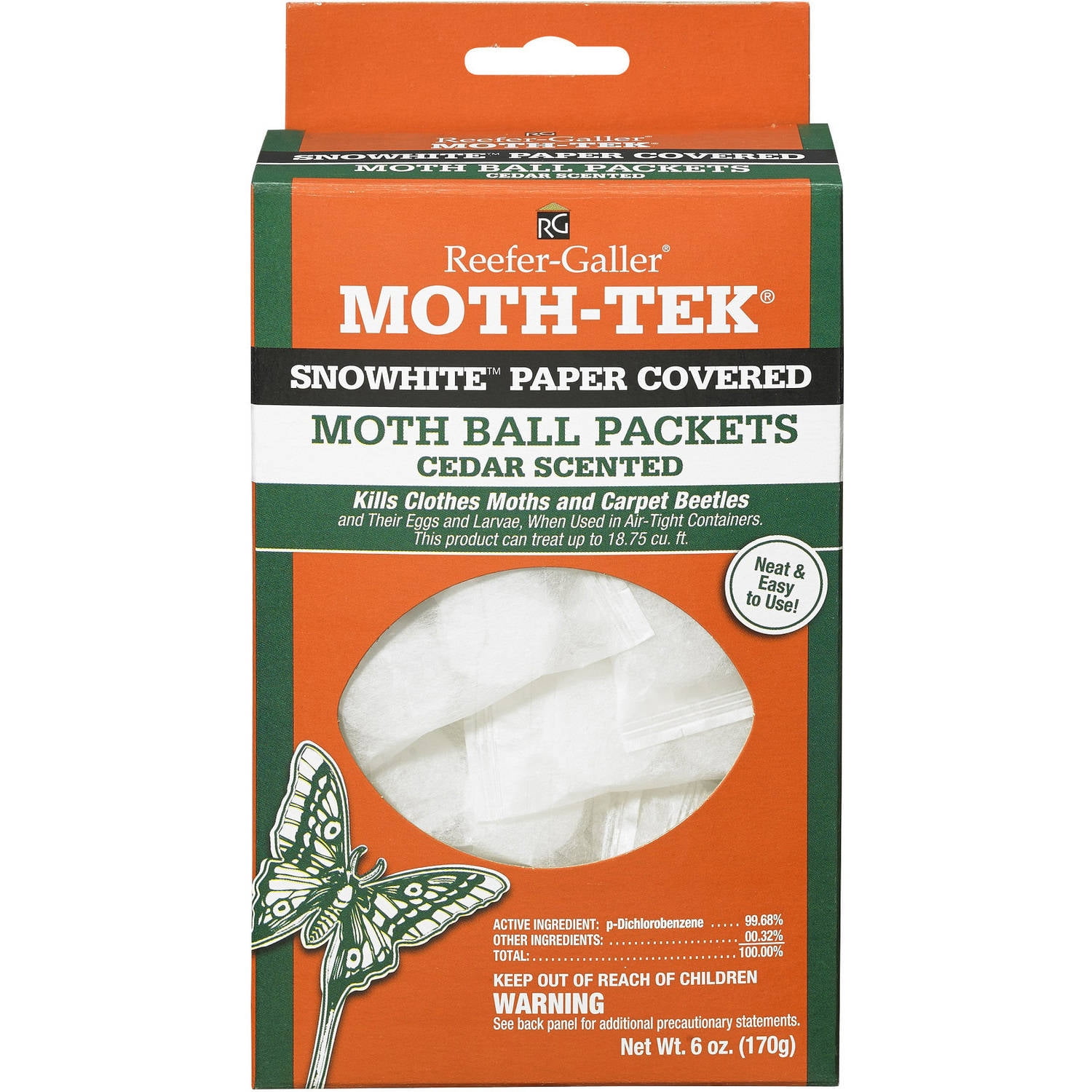ReeferGaller MothTek Snowhite Paper Covered Cedar Scented Moth Ball