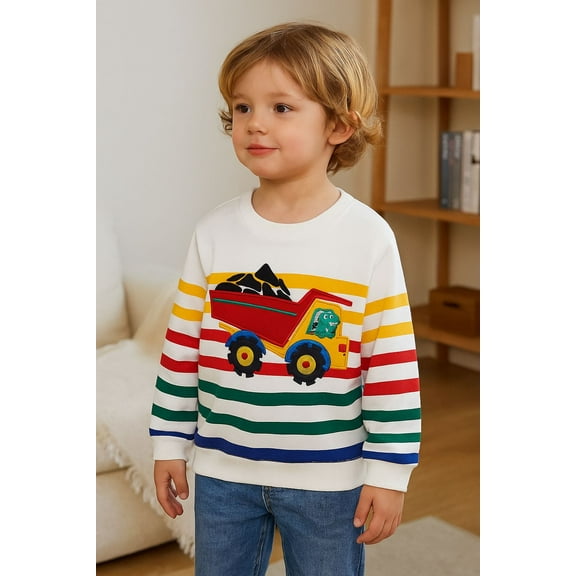 HILEELANG Toddler Boy(2-7Y) Christmas Sweatshirt - Kids Cute Dinosaur Santa Snowman Pullover Holiday Long Sleeve Tops 4T