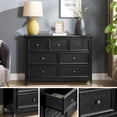 thumbnail image 5 of Gzxs 7-Drawer Dresser, Modern Chest of Drawers, 47.25" Wide Dresser for Bedroom, Living Room, Wooden Storage Drawer Cabinet with Metal Handles, Black, 5 of 8
