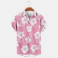 thumbnail image 4 of UVEASISHA Floral Beach Shirts for Men,Mens Hawaiian Shirts Short Sleeve Casual Button Down Tropical Vacation Shirt Oversized Aloha Shirt 2025,Pink S, 4 of 5