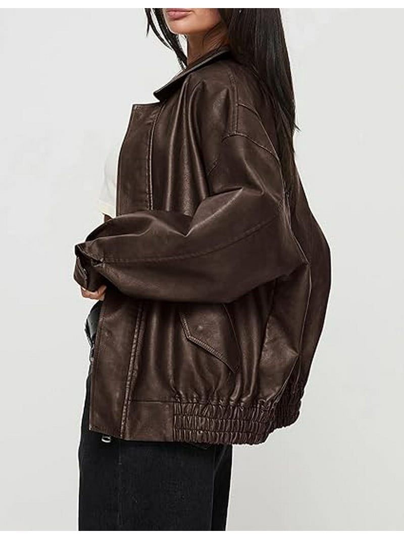 PRETTYGARDEN Women's Faux Leather Motorcycle Jacket Trendy