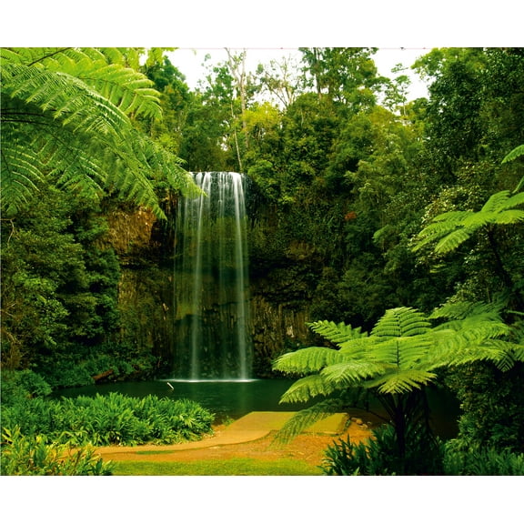 Dundee Deco Waterfall in the Green Forest Wall Mural, 11'10" x 8'10"