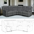 thumbnail image 4 of Sectional Reclining Sofa, 5-Seats Microfabric Manual Sectional Couches with Cup Holders for Living Room, Small Recline Sofa Living room Furniture Sets, 4 of 7