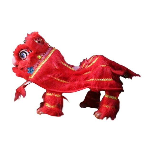 Marioneta china de juguete de León, marioneta de danza del león de cuerda, creativa, portátil, artesanía, decoración de año Nuevo Chino, Festival de Rojo