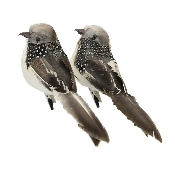 2 Piezas de Mini Pájaros Falsos Fiudx de Espuma con Plumas Artificiales para Decoración de Bodas y Jardines