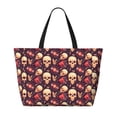 thumbnail image 2 of Kdxio cool rock Skull record for Beach Bag for Women Large Beach Tote Bag Waterproof Sandproof Swim Bag with Zipper Pockets Beach Vacation Travel, 2 of 7