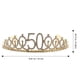 thumbnail image 4 of Tiara de cumpleaños número 50 para niña, con cristales y diamantes de imitación, corona de reina, diadema con peines para el pelo, para decoración de fiesta de graduación (dorada), 4 of 5
