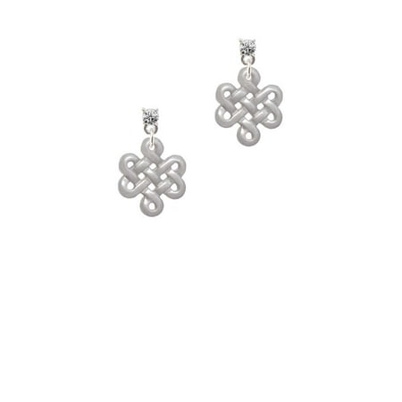 - Medium Open Infinity Knot Clear Crystal Post Earrings