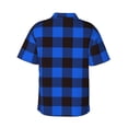 thumbnail image 3 of Bixox Men's Hawaiian Shirts Men's Buffalo Plaid Blue Black Print Short-Sleeve Shirt-Medium, 3 of 8