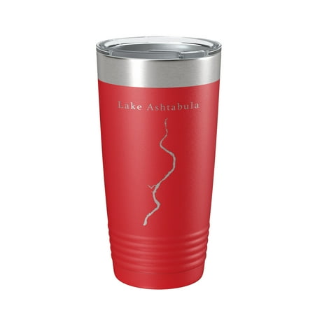 

Lake Ashtabula Map Tumbler Travel Mug Insulated Laser Engraved Coffee Cup North Dakota 20 oz Red