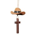thumbnail image 2 of KaiXunRui Cowboy Hat & Cross Car Charm Western Rearview Mirror Ornament Car Charm with Pendant Hanging Ornament Country Cars Accessories Interior Décor Coffee*1, 2 of 8
