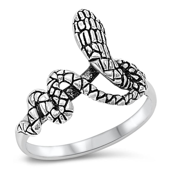 Oxidized Snake Coil Biker Scale Ring .925 Sterling Silver Band Jewelry Female Male Unisex Size 4