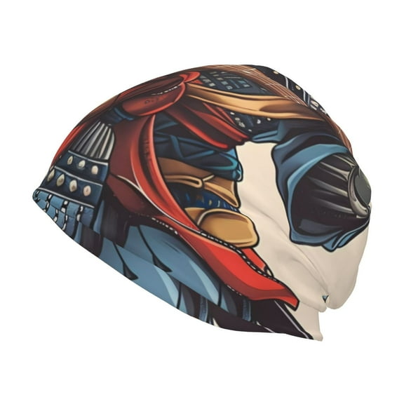 Salouo Samurai Frog Guitar Print Unisex Beanie Hat,Knitted Baggy Skull Cap Winter Warm Hats Beanie Sleep Hats Cancer Headwear Caps for Women & Men 1 Pieces