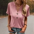 thumbnail image 5 of Women's Elegant Casual Fashion T-Shirt Button Neck Short Sleeve Top Comfortable Stylish Blouse for Everyday Wear, 5 of 8