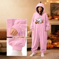 thumbnail image 4 of Matching Halloween Pumpkin Onesie Costume for Couple, Flannel Hooded Pumpkin Pajamas with Flying Ghost and Broom Print, Halloween Pajamas for Adults, Oversized Jumpsuit Loungewear for Trick or Treat, 4 of 9