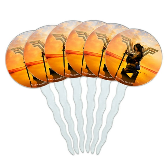 Wonder Woman Movie Poster Cupcake Picks Toppers Decoration Set of 6