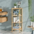 thumbnail image 6 of Bamboo Bathroom Shelf, 4-Tier Bathroom Storage Shelf, Multifunctional Storage Rack for Living Room Bedroom Kitchen, Space Saver, 6 of 8