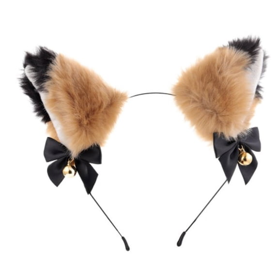 Slccxzc Cat Ears Shape Headband Plush Ears Design Hair Hoops Headwear for Hair Accessories for Women Brown
