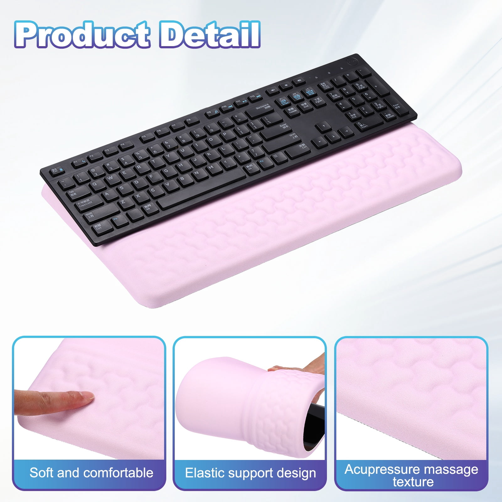 Uxcell Computer Keyboard Stand with Wrist Rest, Computer Wrist Support Pad, Keyboard Stand Riser Holder Pad for Office Desk Gaming Home, Pink
