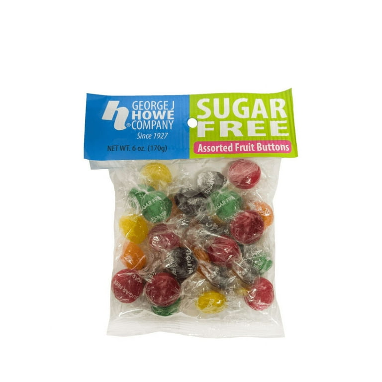 Howe Assorted Fruit Buttons Hard Candy, 6 oz Bag with Fruity