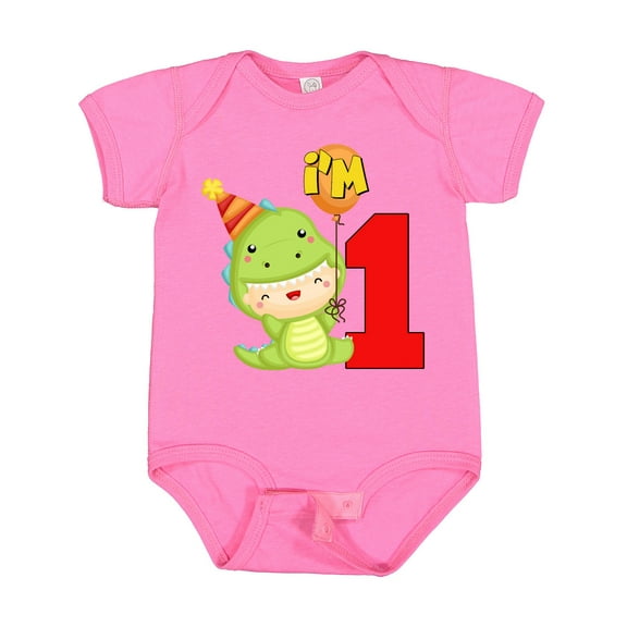 Inktastic 1st Birthday Cute Dinosaur Boys or Girls Baby Bodysuit