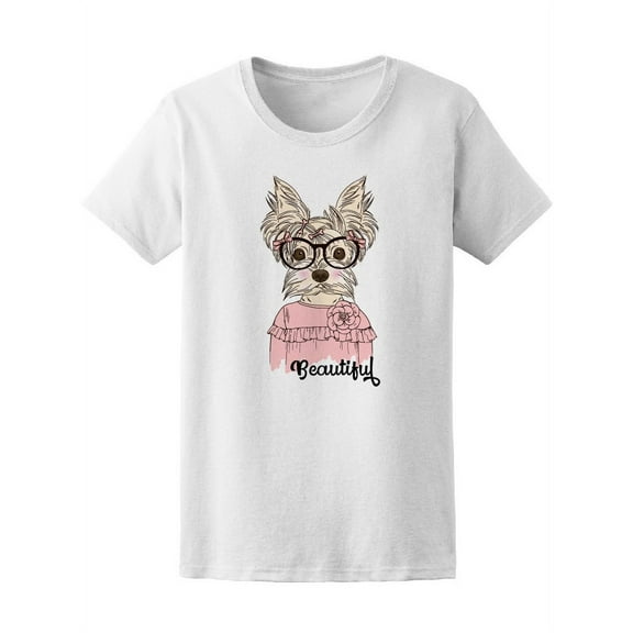 Classy & Cute Yorkie Terrier T-Shirt Women -Image by Shutterstock, Female Small