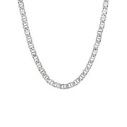 Mens Silver-Tone Stainless Steel Flat Mariner Link Chain Necklace