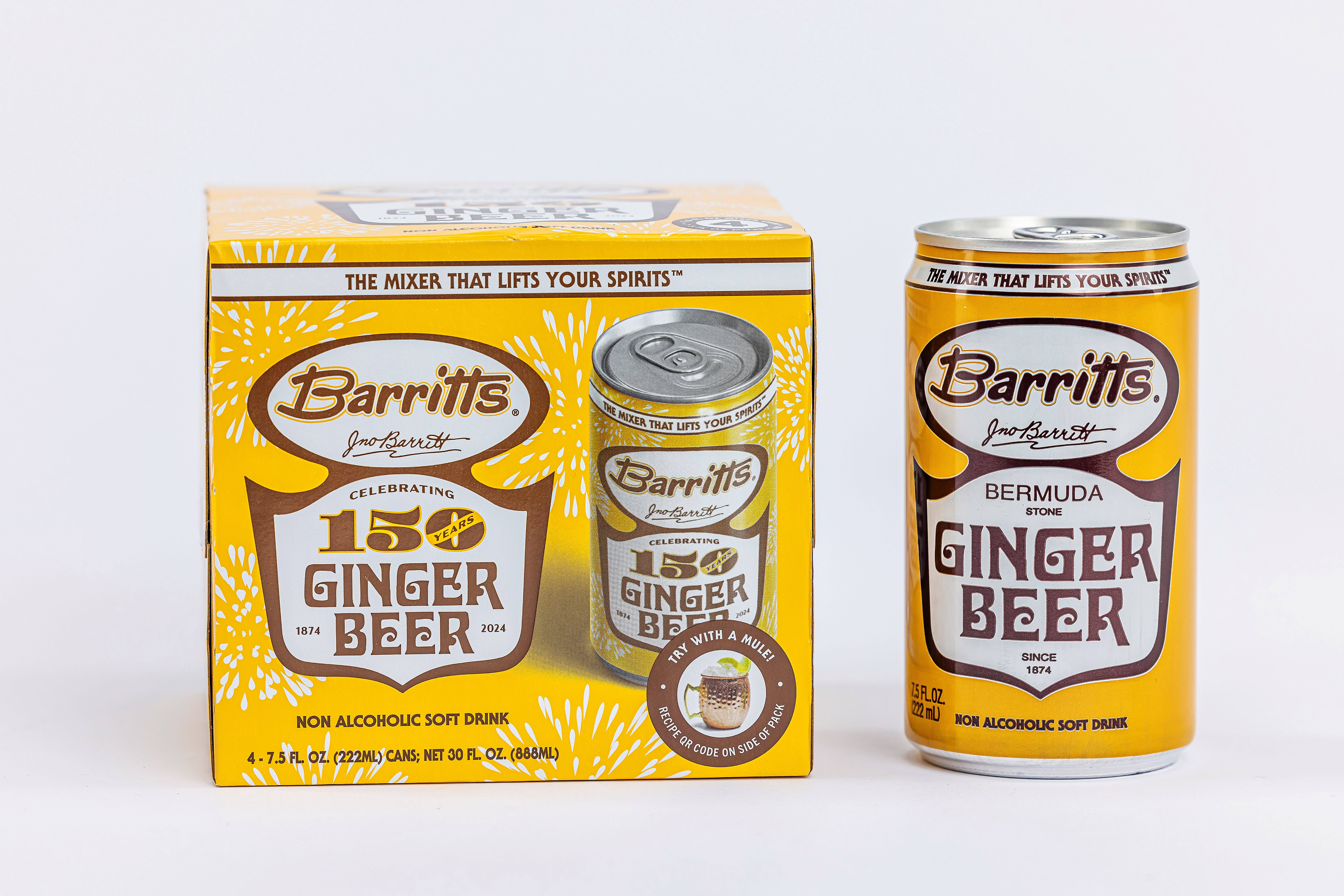 Barritt's Mixers - Ginger Beer Original Ginger Beer, Non-Alcoholic Soda Cocktail Mixer, 7.5 fl oz Cans, 24 Pack, Mini