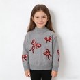thumbnail image 5 of Girls Crew Neck Sweater Long Sleeve Glitter Bow Knitted Pullover Tops Casual Loose Comfy Stylish Clothes (8 Years, Gray), 5 of 6