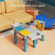 thumbnail image 3 of Mesa de bloques de construcción ensamblable divertida y multifuncional compatible con bloques de construcción de partículas grandes Lego, juguetes educativos para bebés y niños, 3 of 4
