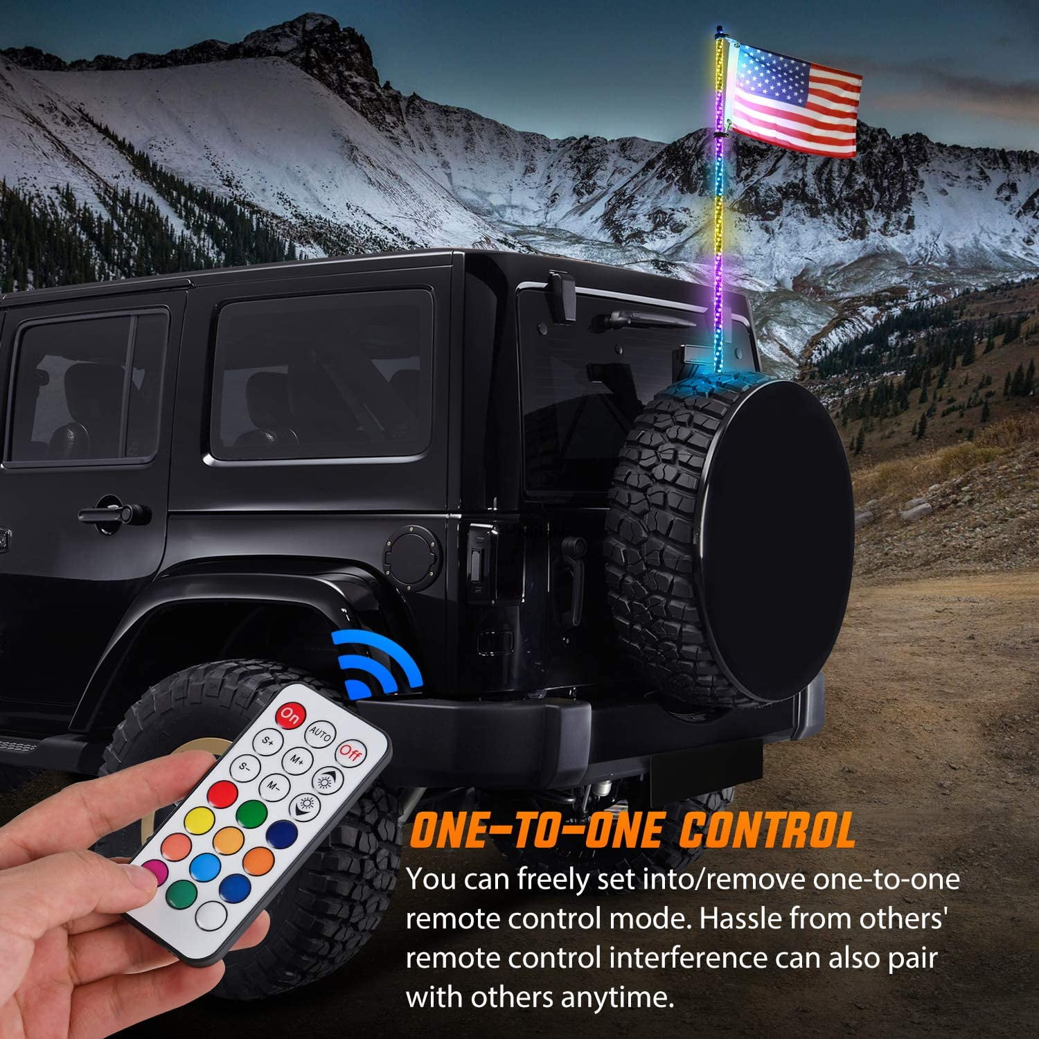 Nilight 1PC 3FT Spiral RGB Led Whip Light with Spring Base Chasing Light RF Remote Control Lighted Antenna Whips for Can-Am ATV UTV RZR Polaris Dune Buggy Offroad Truck