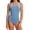 Blue, variant on Girls Athletic One Piece Swimsuits Racerback Modest Bathing Suit with Detachable Padded 9-16Y