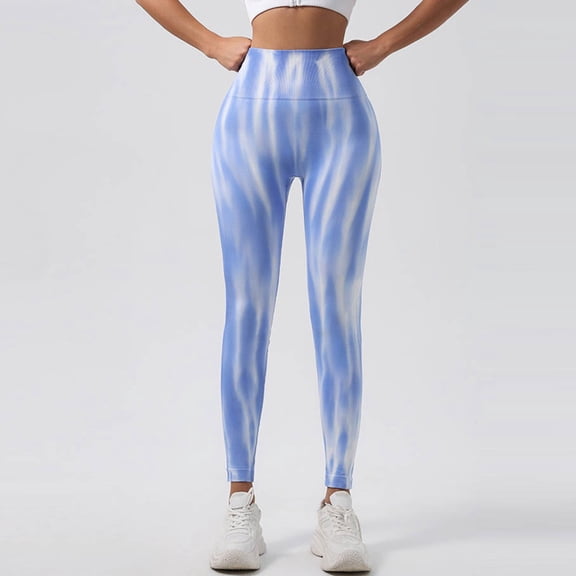 Womens Yoga Leggings Tie Dye Scrunch Elastic Sports Tights Lifting Workout Cycling High Waisted Soft Pants for Gym