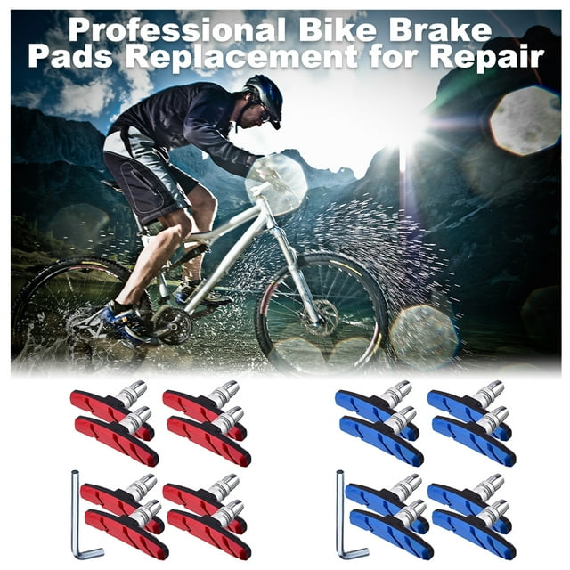 1 Set Bike Brake Pads V Brakes Accessory Package includes; Simple Practical Fittings Braking Replacement for Repair Modification Using Black+Red