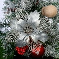 thumbnail image 2 of kjfeif 6 Pcs Glitter Silver Christmas Flowers Christmas Tree Christmas Wreath Accessories Ornaments,3.93 Inch Artificial Poinsettia Flowers for Xmas Holiday Home Party Decor, 2 of 8