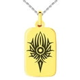 thumbnail image 1 of Stainless Steel Tribal Torch Rune Engraved Small Rectangle Dog Tag Charm Pendant Necklace, 1 of 1
