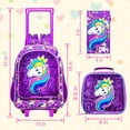 thumbnail image 3 of Mochila con Ruedas AGSDON Unicornio Morada Set de 3 Piezas, 3 of 7