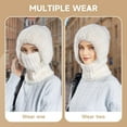 thumbnail image 6 of Women's 3-in-1 Beanie Hat Scarf Mask - Plush Knit Winter Set for Skiing & Outdoor, 6 of 7