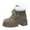 Gray, variant on Black Women'S Chunky Mid Heel Ankle Boots With Lace-Up Round Toe Plush Lining Warm Winter Casual Boots For Everyday Wear