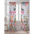thumbnail image 2 of Sheer Curtains 96 Inches Long 2 Panels Set for Living Room, Spring Gnomes Semi Sheer Curtains for Windows, Farmhhouse Floral Botanical Blue Plaid Voile Window Treatments Rod Pocket Curtain, 2 of 7