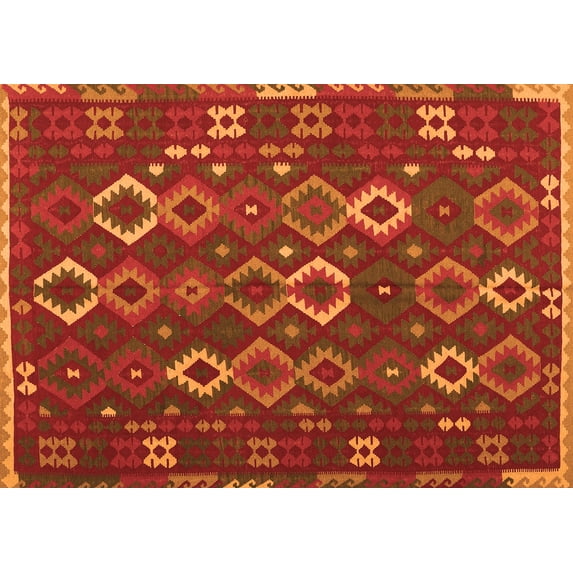 Ahgly Company Indoor Rectangle Oriental Orange Traditional Area Rugs, 4' x 6'