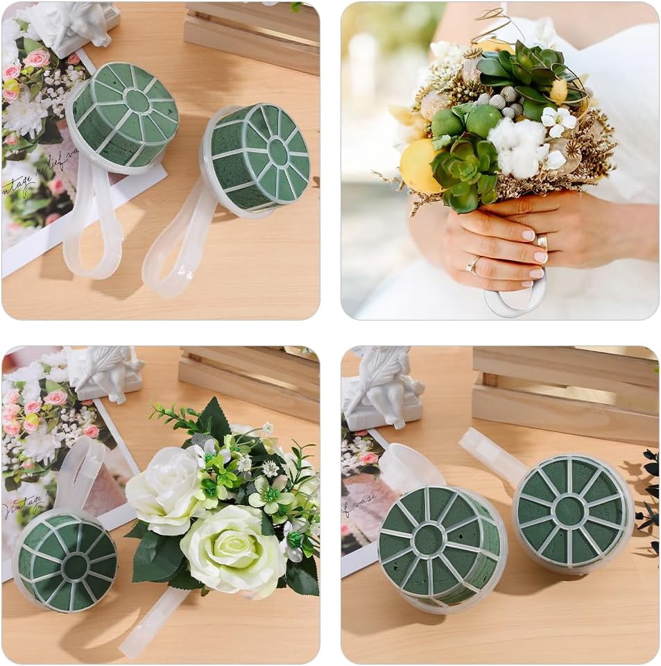 ABCISI 4 Pcs Bouquet Wedding Supplies Flower Arrangement Foam Wedding Decor Bridal Fresh Flower Holder Flower Holder Handle Decoration Handle Fall Autumn Bride Suite Plastic
