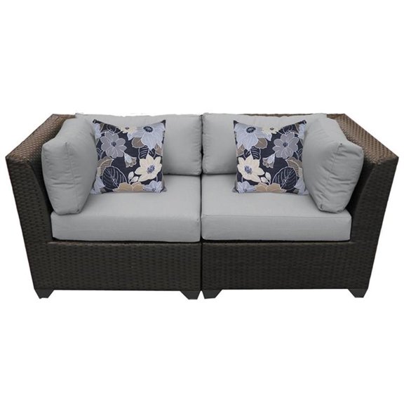 Afuera Living Outdoor Wicker Patio Loveseat in Grey