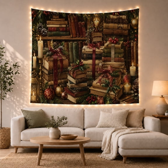 Vintage Armchair and Books Tapestry Wall Hanging