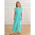 thumbnail image 3 of Jowowha Kids Girls Ruffled Wide Leg Maxi Summer Jumpsuit Playsuit Chiffon Party Rompers Overalls Turquoise 8, 3 of 7